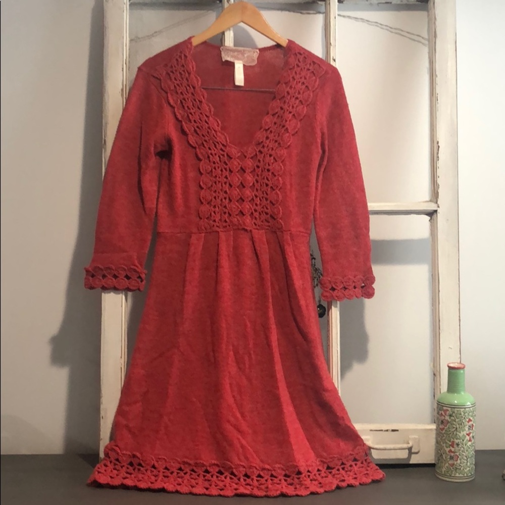 Anthropologie Red Sweater Dress, size medium